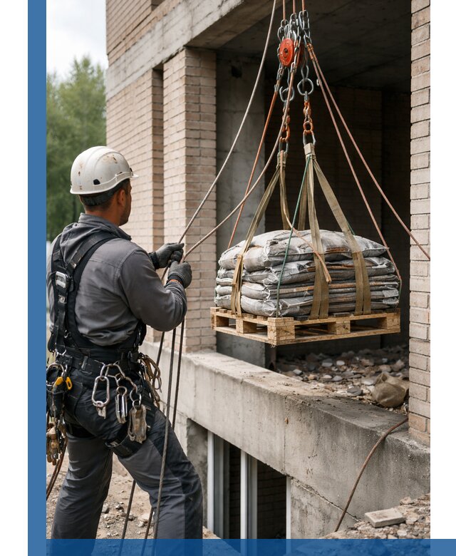 Подъем материалов на этаж веревками в Горячем Ключе оперативно