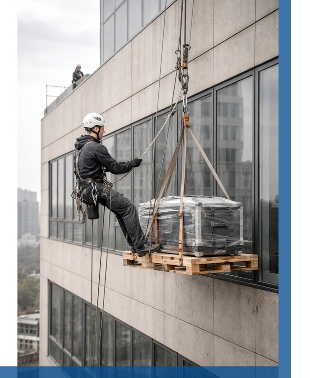 Спуск груза по фасаду в Горячем Ключе от 3617 р. | ВЫСОТНИК-Грч