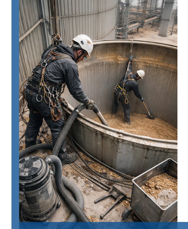 Профессиональная чистка зерновых бункеров в Горячем Ключе с выездом