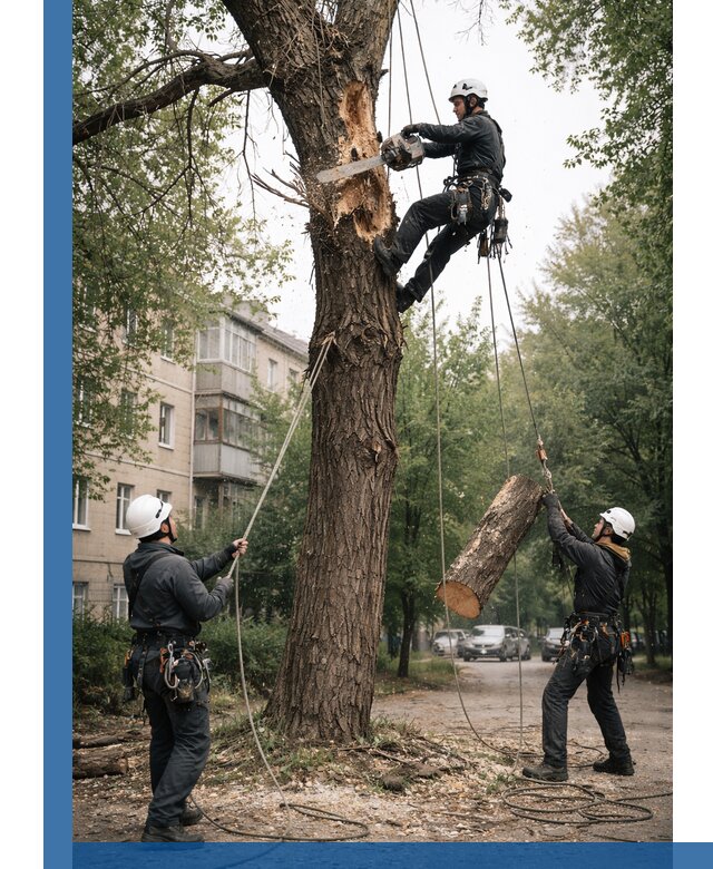 Срочное удаление аварийных деревьев в Горячем Ключе с гарантией безопасности