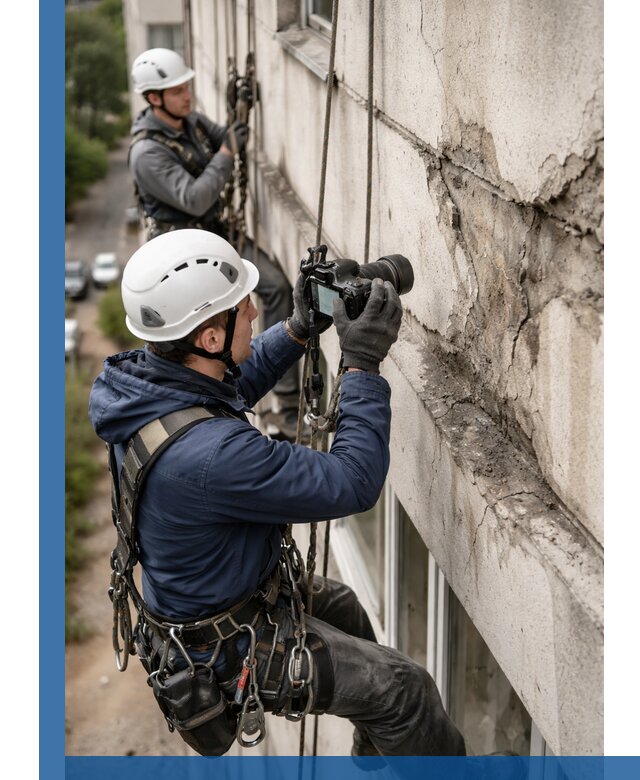 Фотофиксация дефектов фасада с высотной съемкой в Горячем Ключе