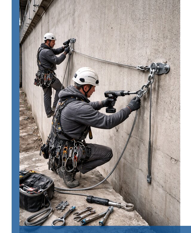 Монтаж анкерных линий высотной безопасности в Горячем Ключе